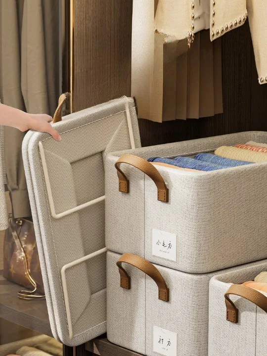 Large Cotton Linen Pants Clothes Storage Box Home Fabric Cloth Organizer for Wardrobe Classification Storage Artifact