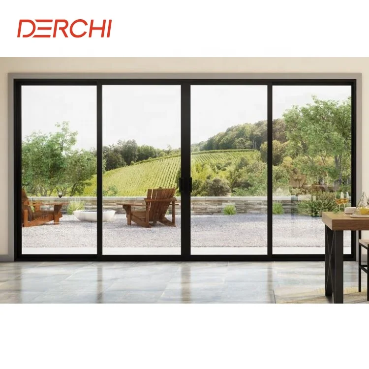 High Quality Aluminum Profile Double Tempered Glass Sliding Door Impact Resistant Exterior Interior Door
