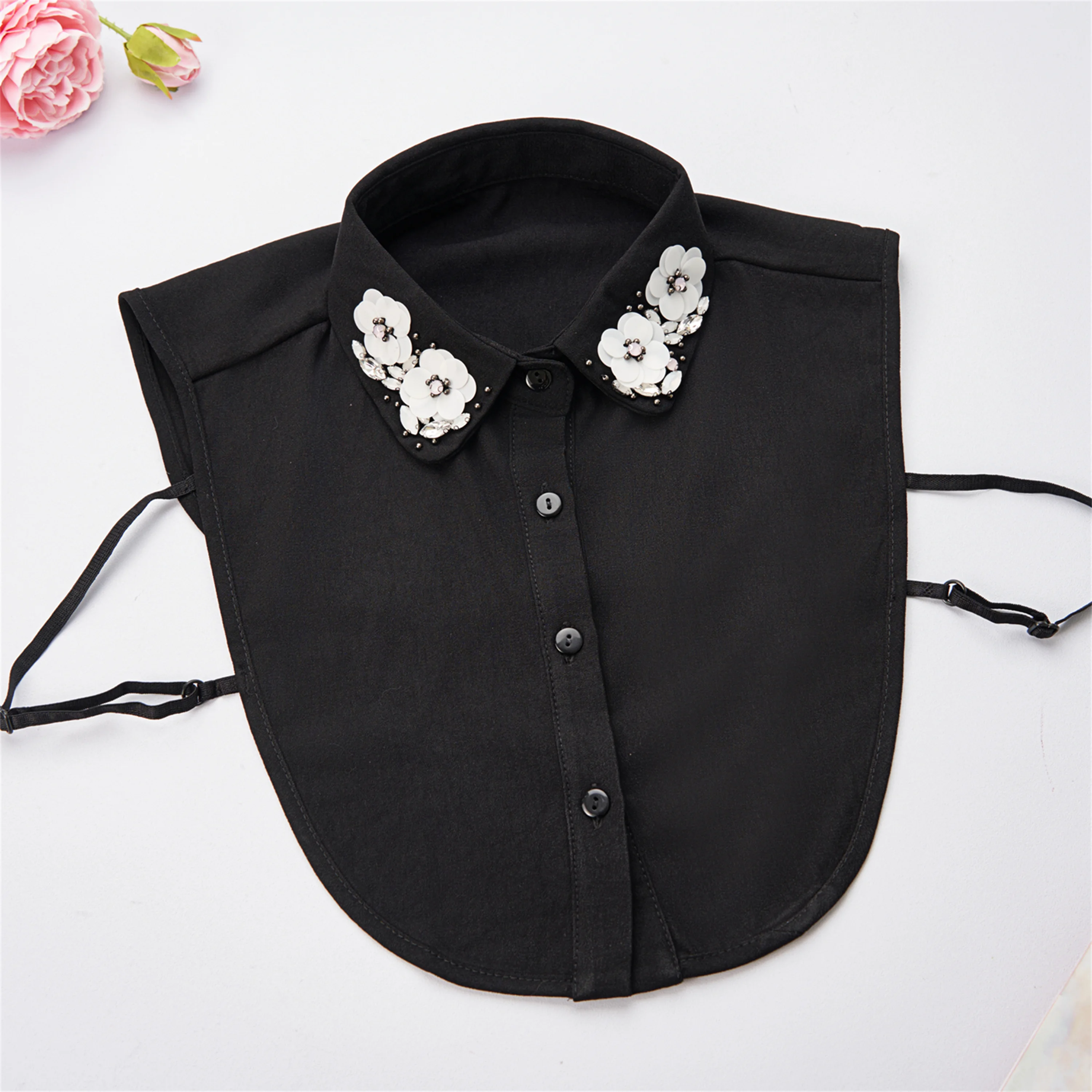 New Product Hand Sewn Pink Peach Blossom Removable Detachable Matching Shirt Fake Collar