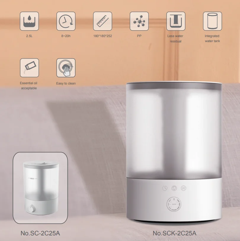 2.5L fresh air Wholesale Electric Air Freshener Hotel Office Bedroom Full Touch Control Led Digital Display RGB  Air Purifier