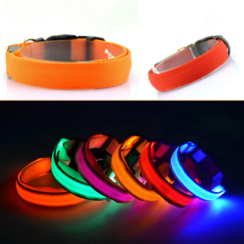 Pet Night Safety Cord Flashing Glow Colorful Anti-Lost LED Dog Collar with 4 Sizes 7 Colors