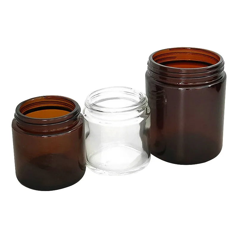 100ml 250ml 500ml 1000ml amber glass candle jar with black cap 16oz brown big mouth Soil sampling glass bottle