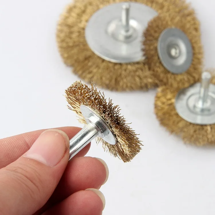 25-100mm Flat Wire Brush with Round Shank Flat Steel Wire Wheel Electric Drill Grinding Mill Polish Wheel Derusting Tool
