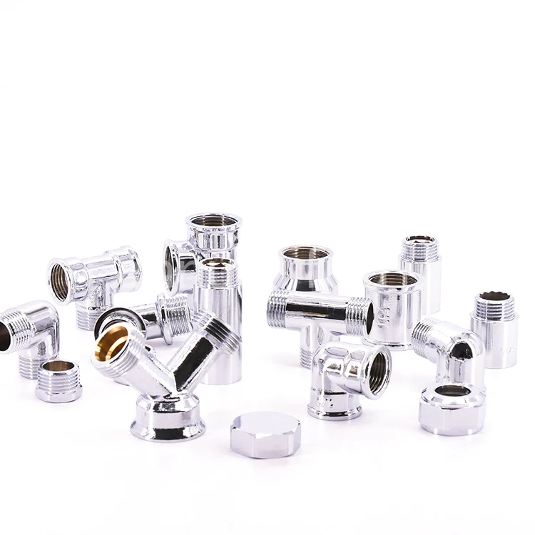 male female thread tee elbow bushing  nickel chrome plated full range brass forged tube fitting sanitary 3/4 pipe nipple