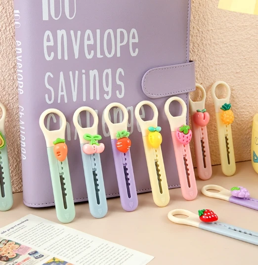 Cute cartoon fruit utility knife Small portable student account paper knife Open express package box cutter knife