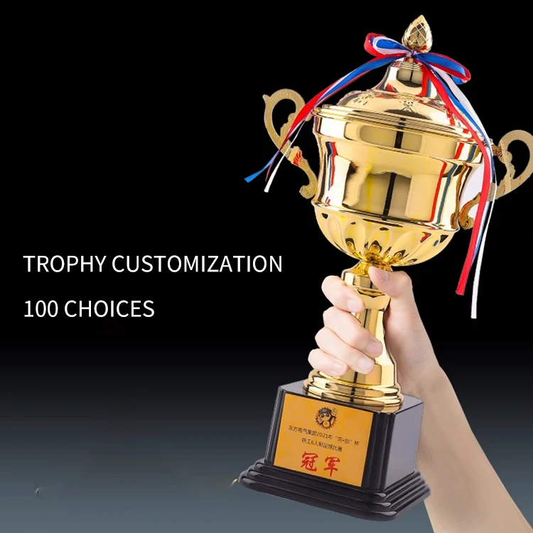 Custom Metal Medal Cups Awards Gold Sport Ornament Plaque Large Trophies Sports Award Metal Trophy Cup For Champions