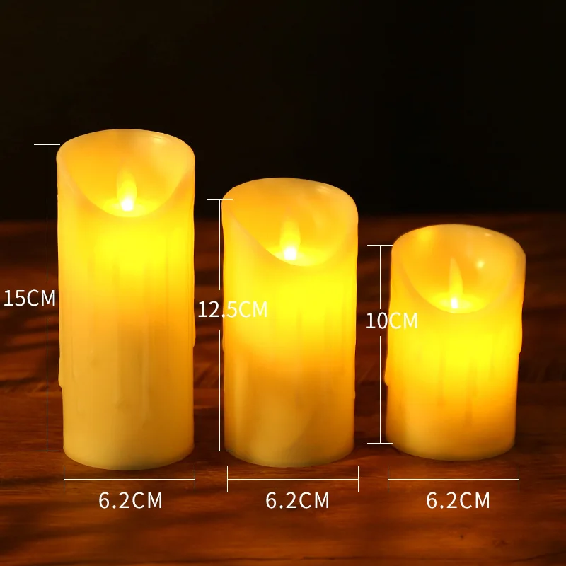 Simulated LED Plastic Candle Artificial LED Light Various Size Battery Powered Candle Set Warm Light Candle With Remote Control