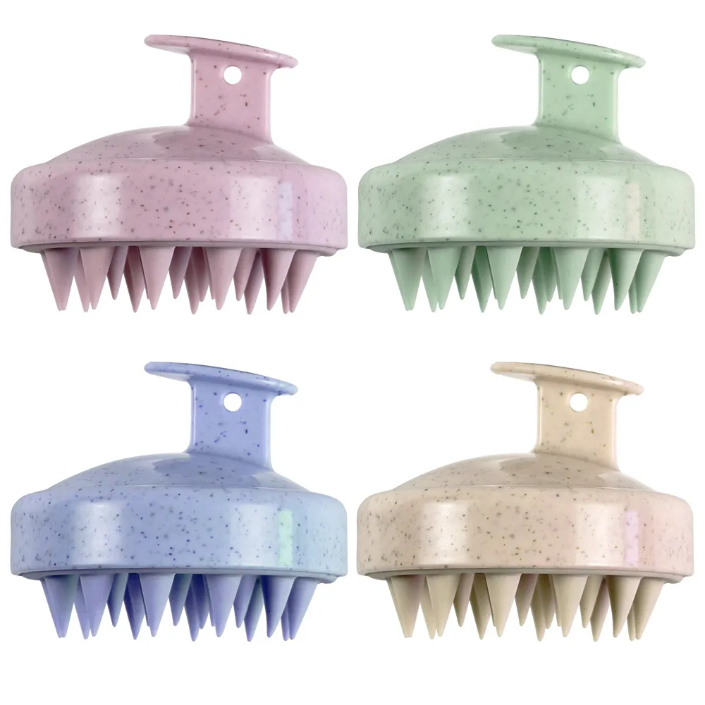 Eco Friendly Organic Wheat Straw Silicone Head Wash Clean Care Hair Root Itching Scalp Massage Comb Shower Brush
