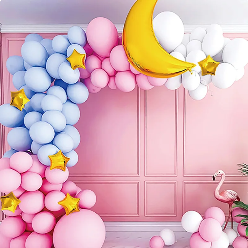 Moon Star Foil Happy Birthday Balloon Macaroon Latex Balloons Arch Garland Kit Birthday Baby Shower Decoration