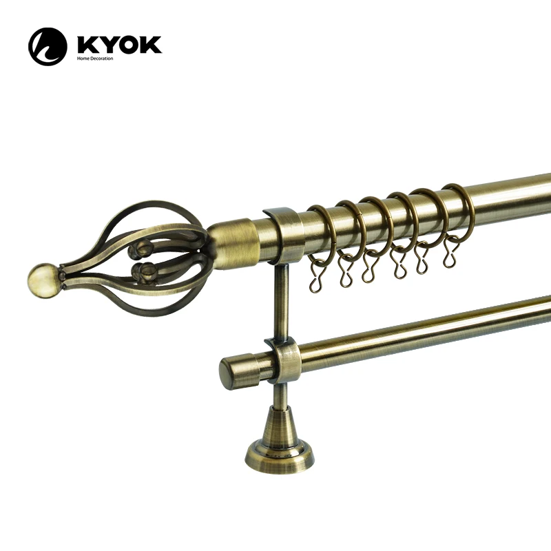 KYOK cheap price cage Shaped Anti Brass curtain rod accessories for interior decoration