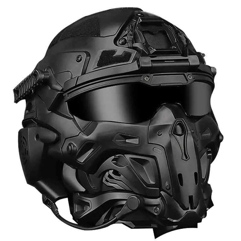 Tactical Full Face Mask Helmet All-in-one Protective Equipment Built-in Headset,Goggles