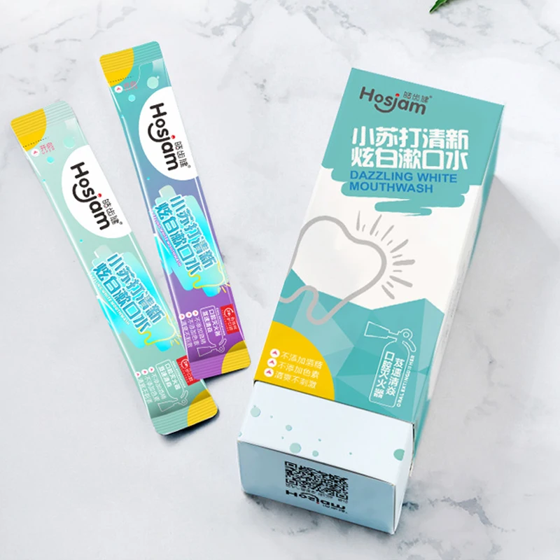 Portable Baking Soda Mouthwash Teeth Whitening Mouth wash In Disposable Sachets