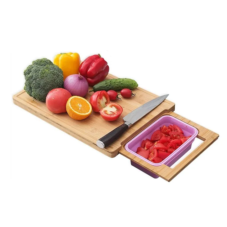 Kitchen Large Bamboo Cutting Board Over The Sink Bulk Plain Wood Cutting Board With Color Foldable Containers