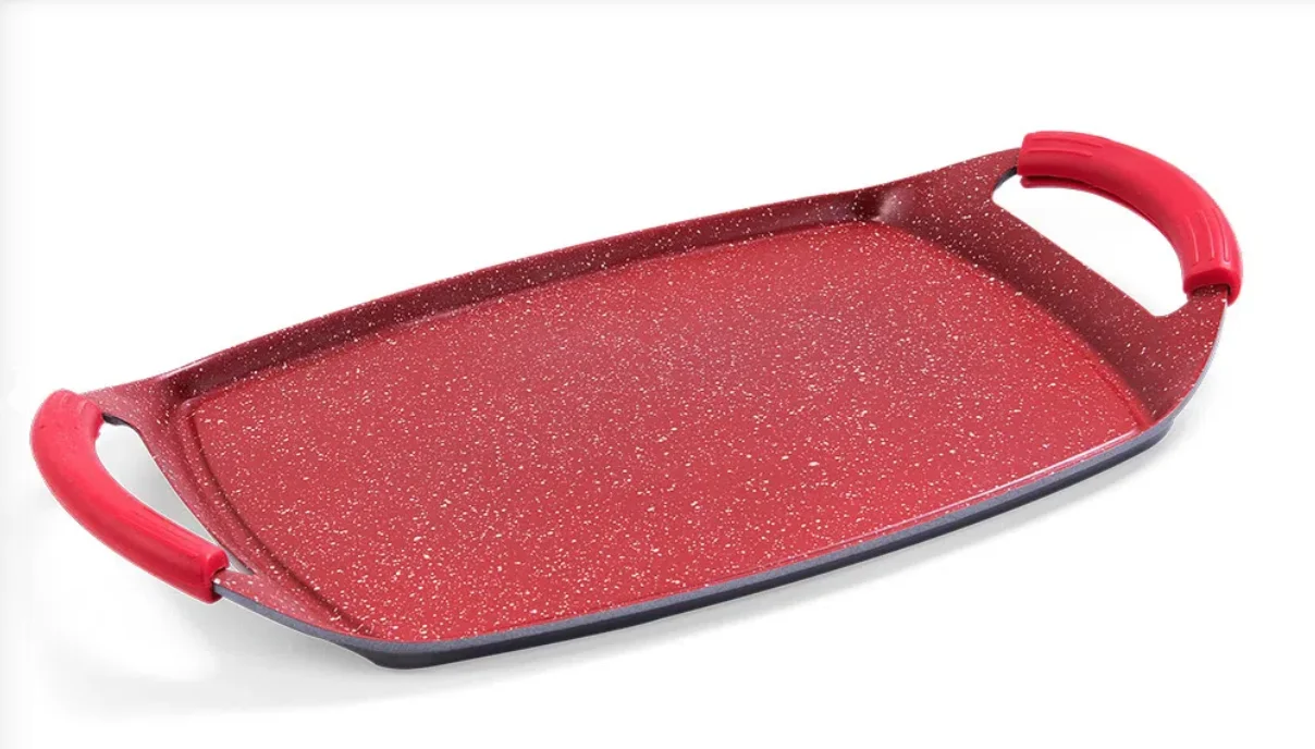 Durable Die Cast Aluminum Cookware Baking Pan Non Stick Grill Pan with Detachable Silicone Holders Oven & Induction Compatible