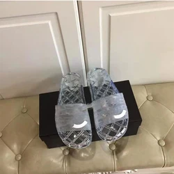 Designer Slippers 2021 Designer Brand Shoes Slippers Transparent Crystal Jelly Slippers