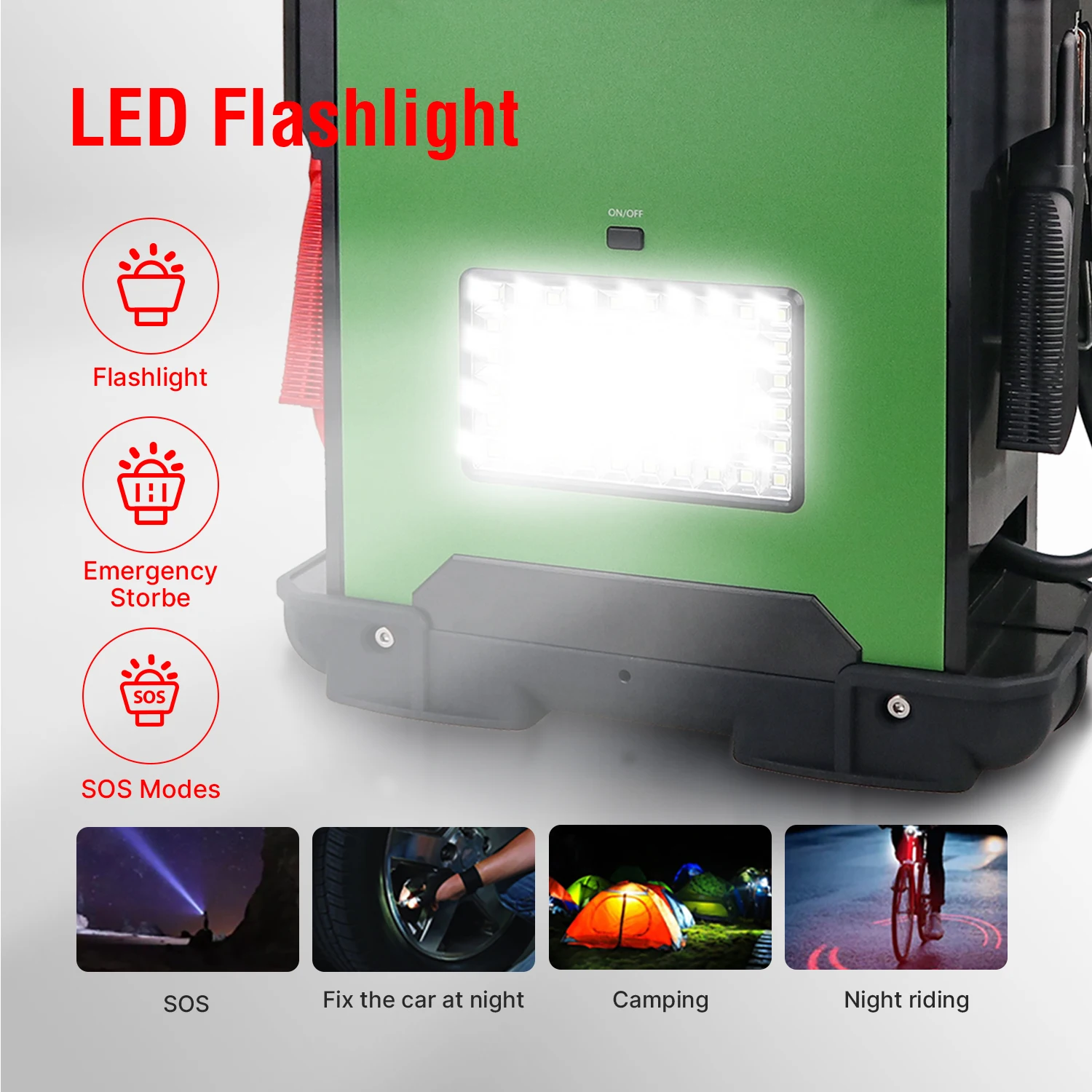 High capacity Jumpstarter 12v 24v Car Jump Starter Power Bank with thick cables and metal clamps