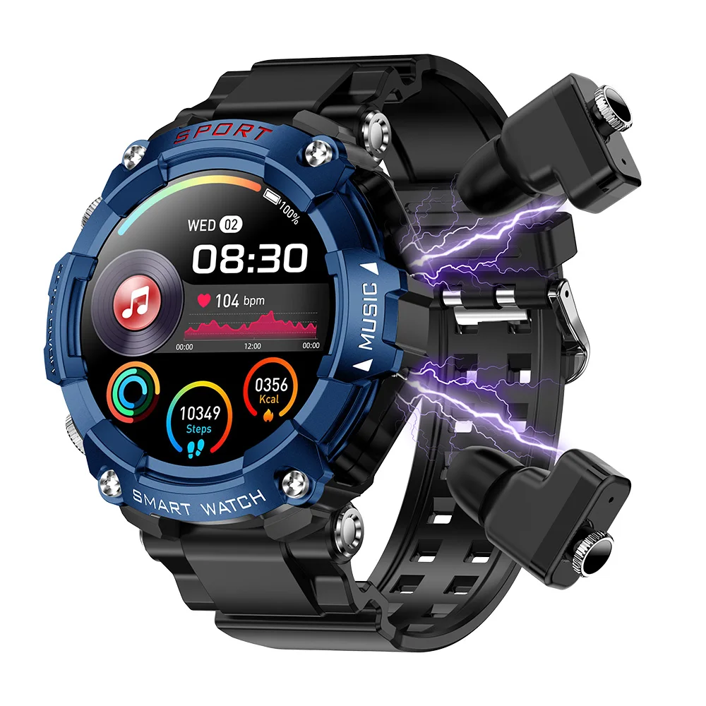 T96 BT Call Tws 2 In 1 Earphone Smartwatch With Earbuds Heart Rate IP67 Waterproof Sport Smart Watch Tws Earphone