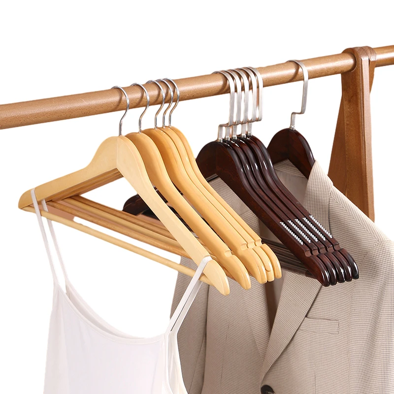 custom logo cloths clothing pants shirt solid wood hangers men suit coat luxury non slip black white wooden hangers for clothes