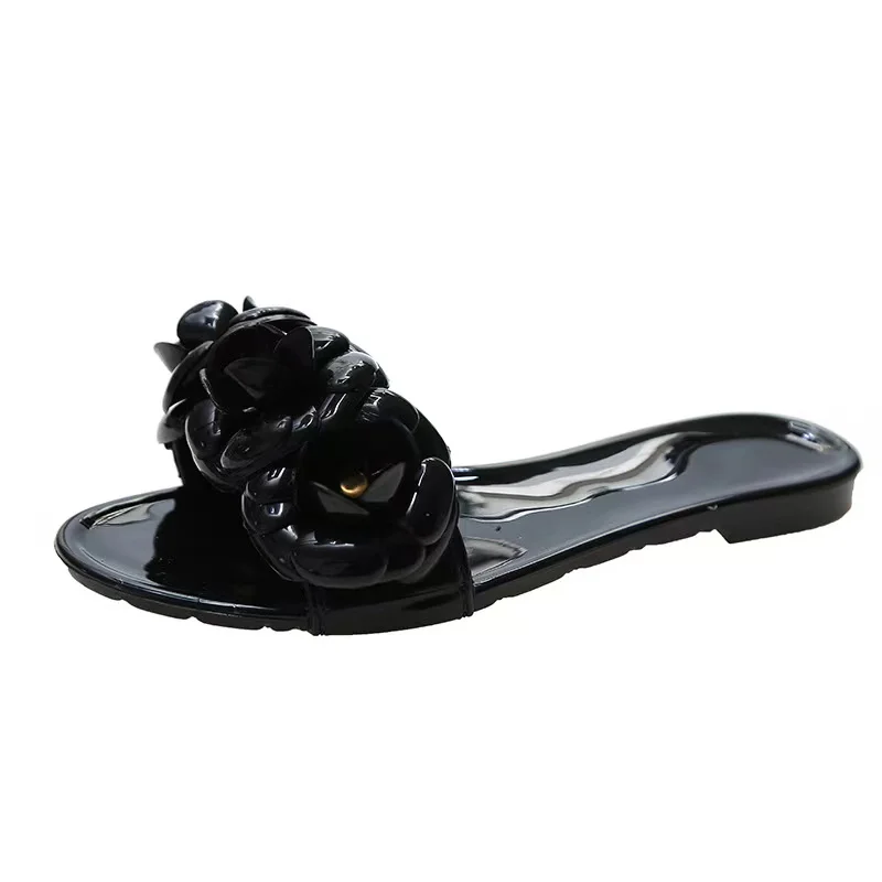 Wholesale 2022 Camellia PVC Flat Beach Shoes Flip flops Women Slippers