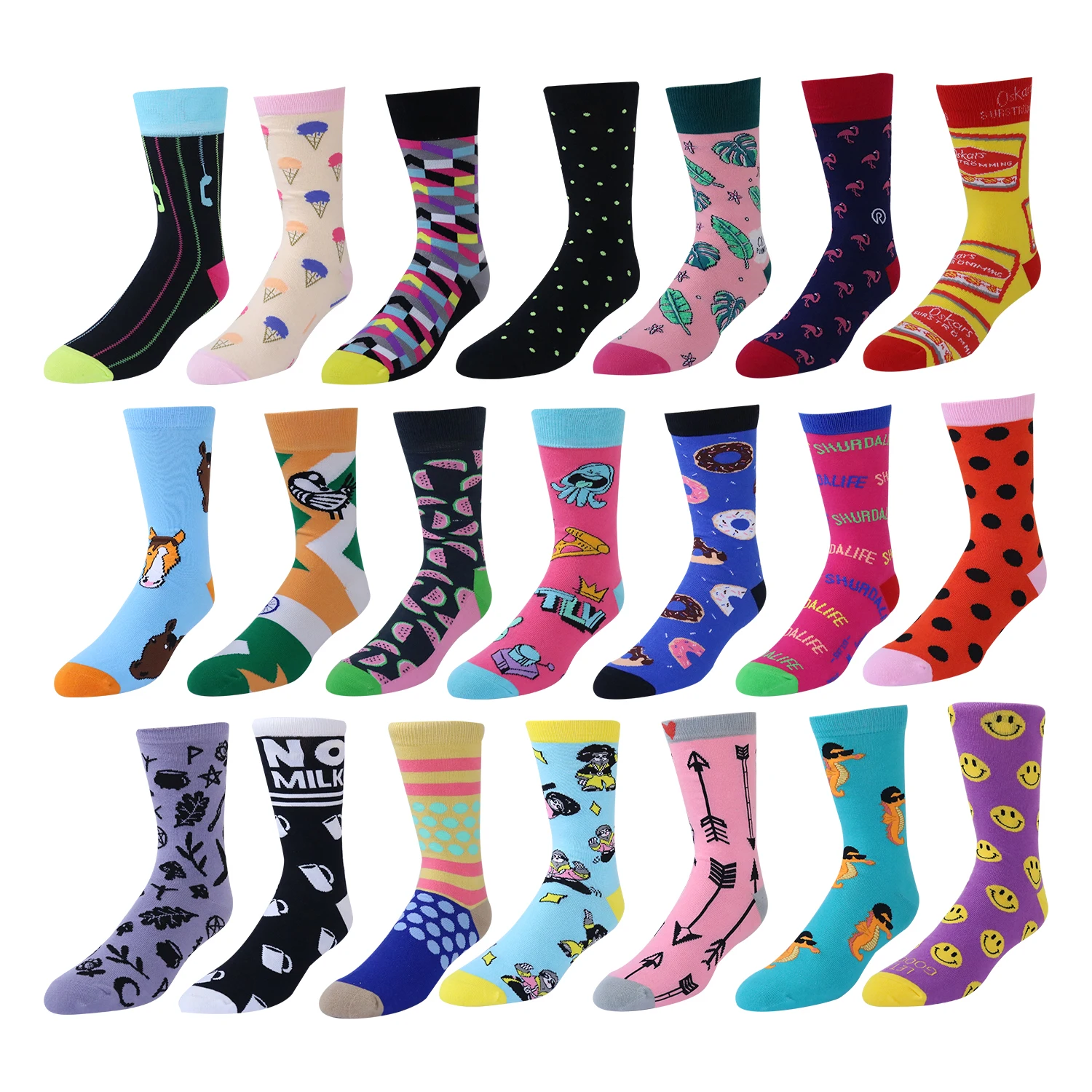 Creative Custom Cotton Popular Logo Men Women Socks Tube Skateboard Casual Happy Socks