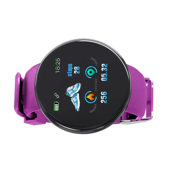 2022 New Waterproof D18 B-T Smart Watch Blood Pressure Round Sleep Fitness Health Tracker Smart Bracelet