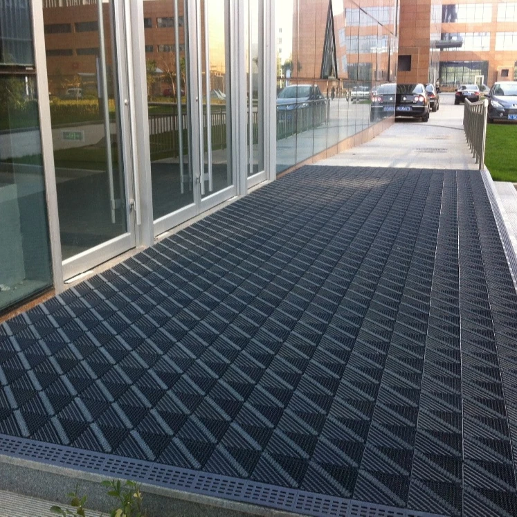 100% Plastic Eva Door Mat Nylon Brush Anti Slip Matting Three In One Interlocking  Modular Tiles Outdoor Entrance Mat