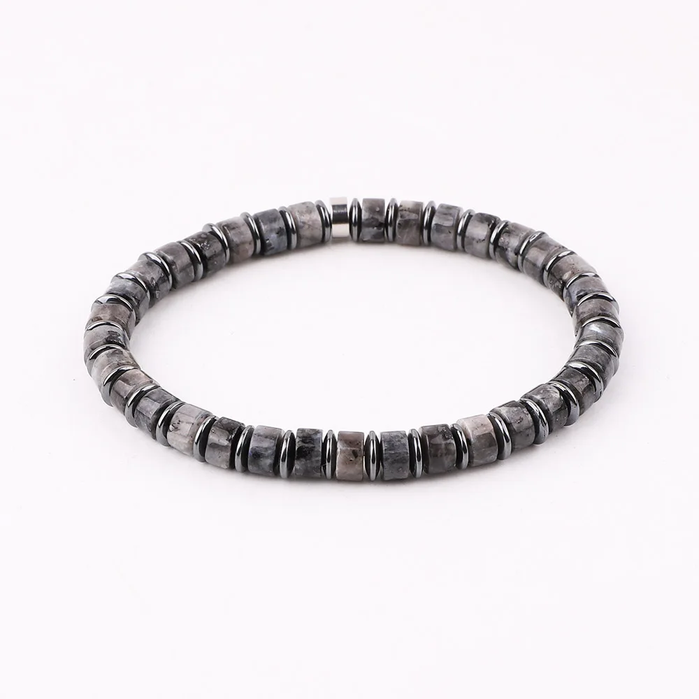 New Design Men Bracelet Natural Stone Hematite Beaded Elastic Bracelet Man JBS12626
