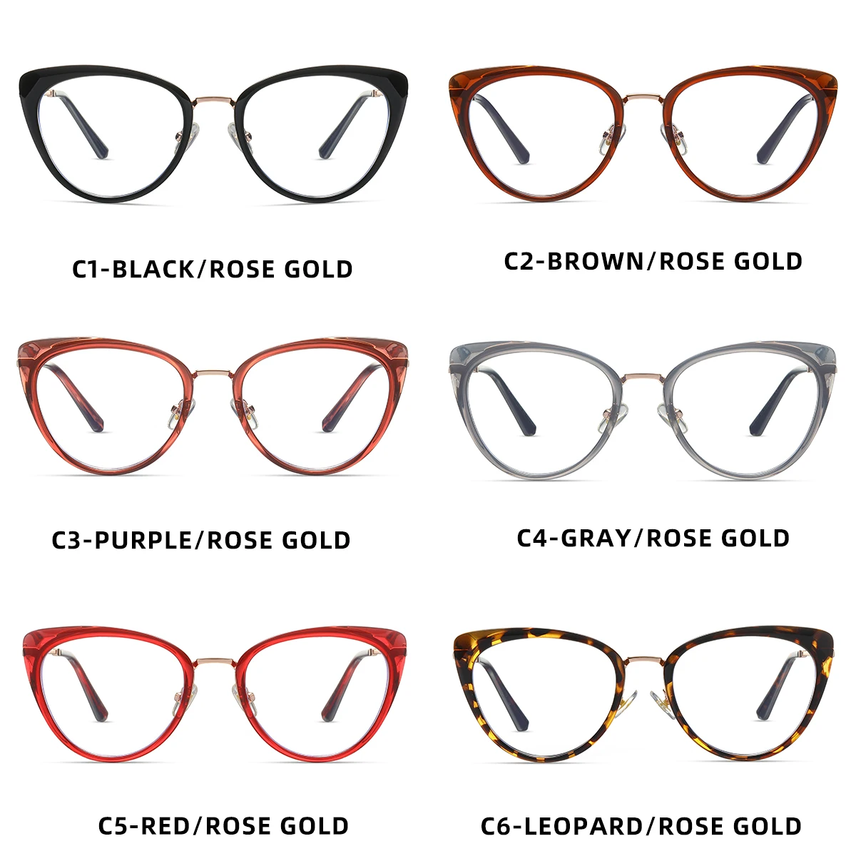 AMEXI Fashion Anti blue light Glasses TR90 Metal Cat Eye Eye glasses frame women men Optics Glasses wholesale