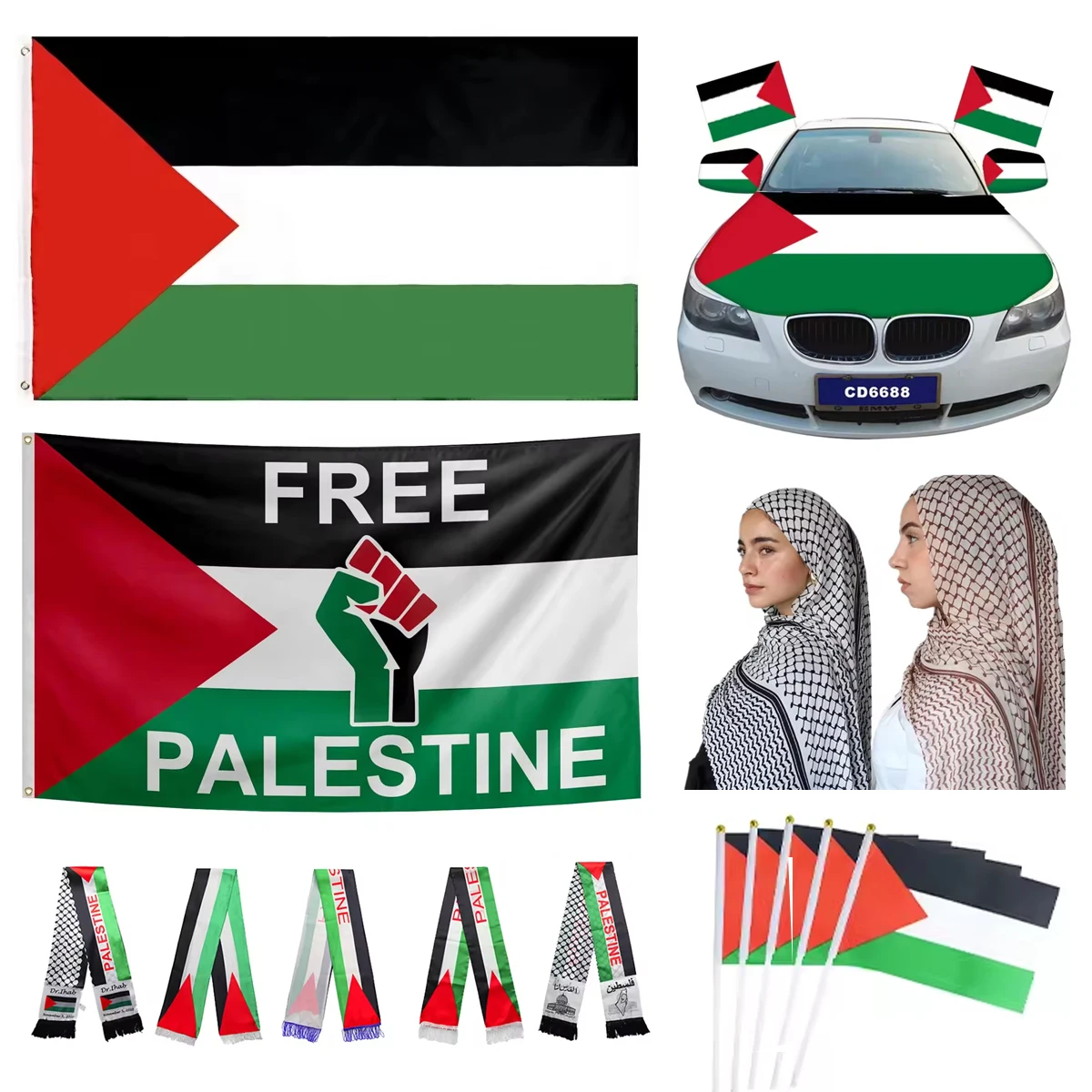 flags palestine  big stickers scarf free palestine  for car hand  3x5ft car hood cover  garden flag palestinian scarf flag