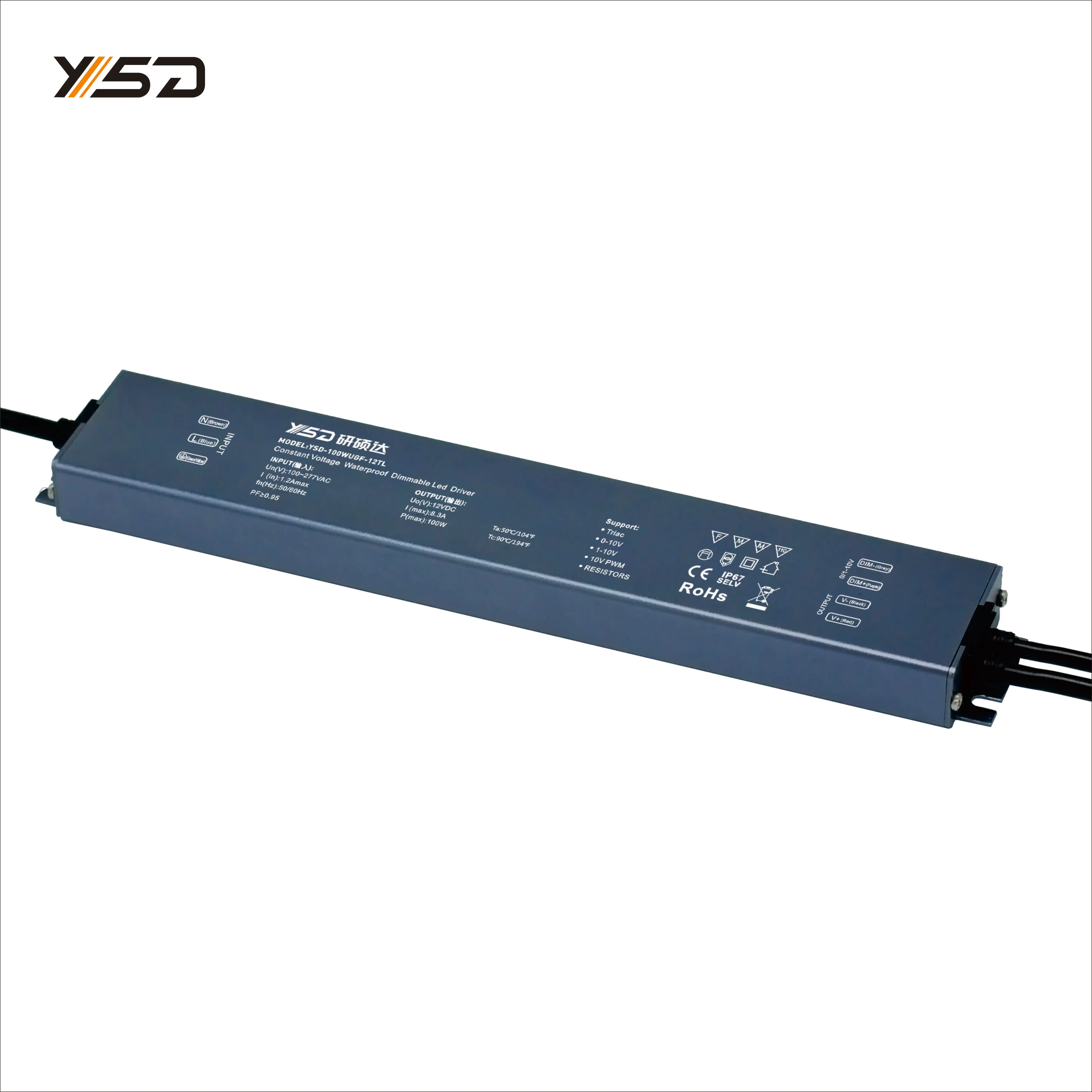 YSD 75W 100W 150W 200W 300W 24V 12V IP67 Dimmable Constant Voltage Strip Lighting Power Supply Led Driver