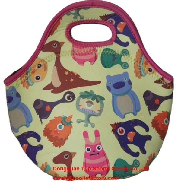 Cartoon Neoprene Lunch Cooler Bag Portable Picnic Tote Bag For Kids Students