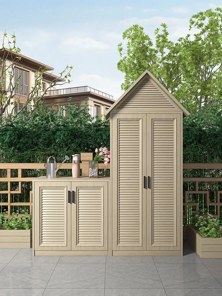 Weatherproof and Waterproof Garden Shed Storage cabinet with 2 Door Unit  Garage Tool Organisation Cabinet