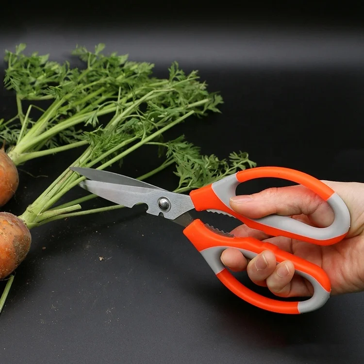 Высококачественные рекламные сверхмощные кухонные ножницы с красной черной пластиковой ручкой