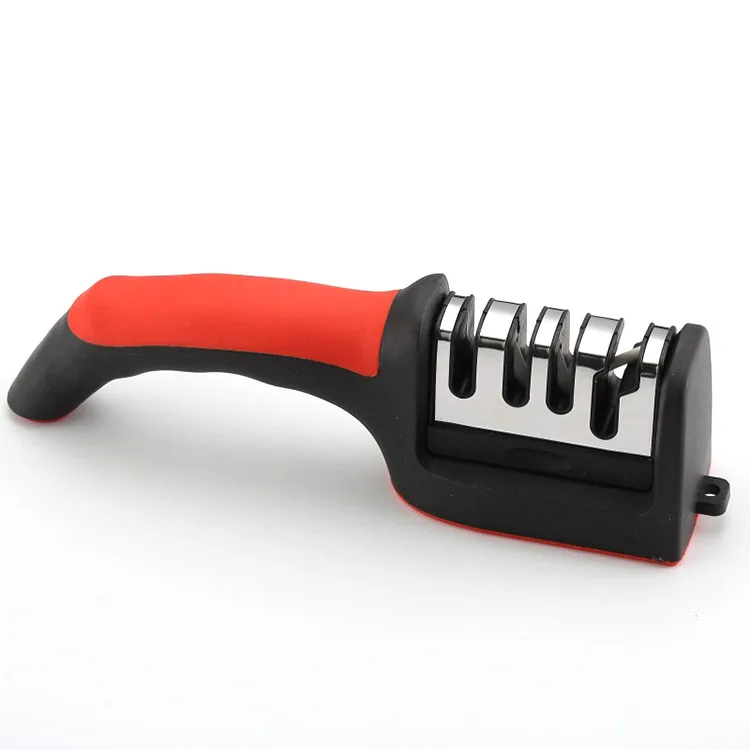 HYRI Kitchen 3/4-Segment Knife Sharpener Household Kitchen Knife Scissors Hand-Held 3/4-Purpose Black Sharpening Stone