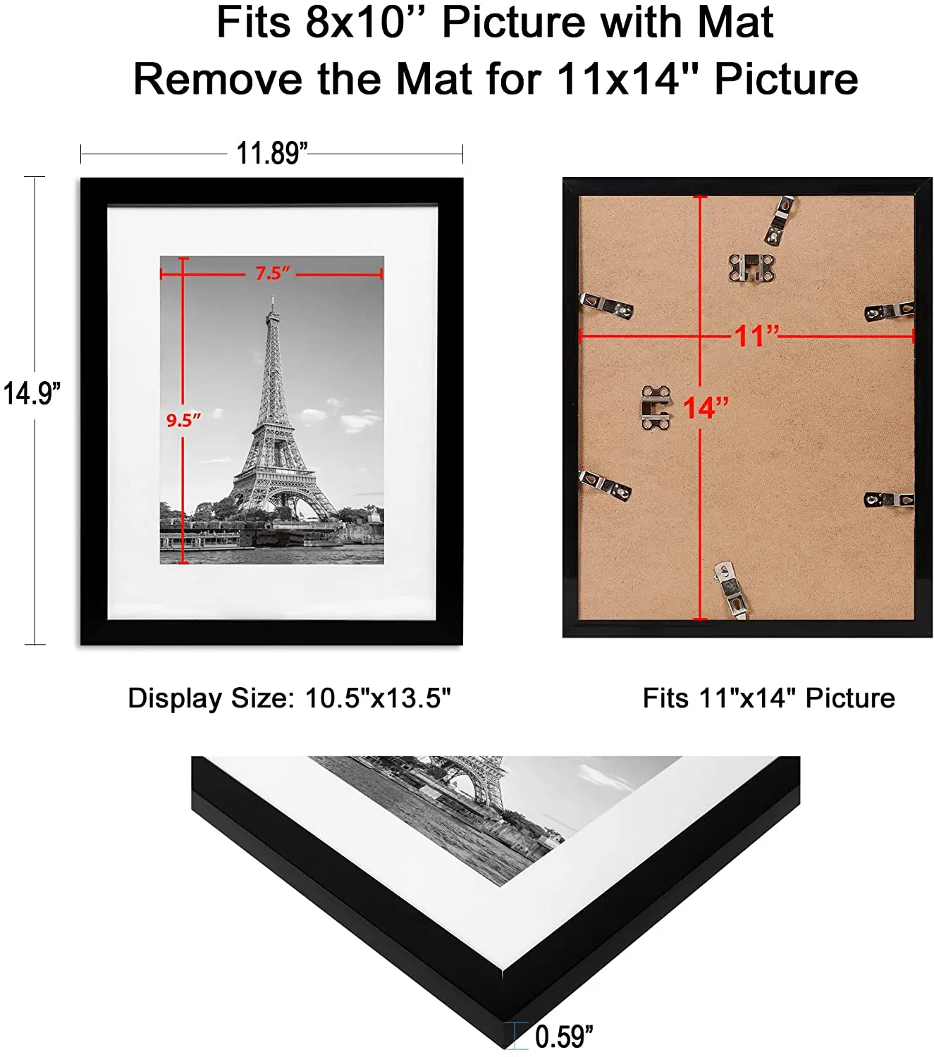 Wholesale Custom A4 Poster Black Wooden Photo Frame Picture Photograph Wall Creative MDF Wood Frame