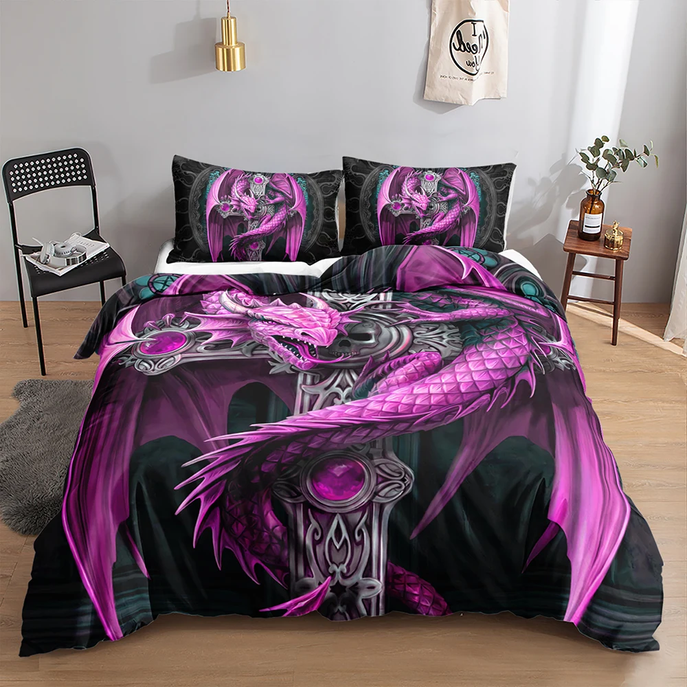Wholesale high quality 3d dragon bedding set pieces custom duvet cover