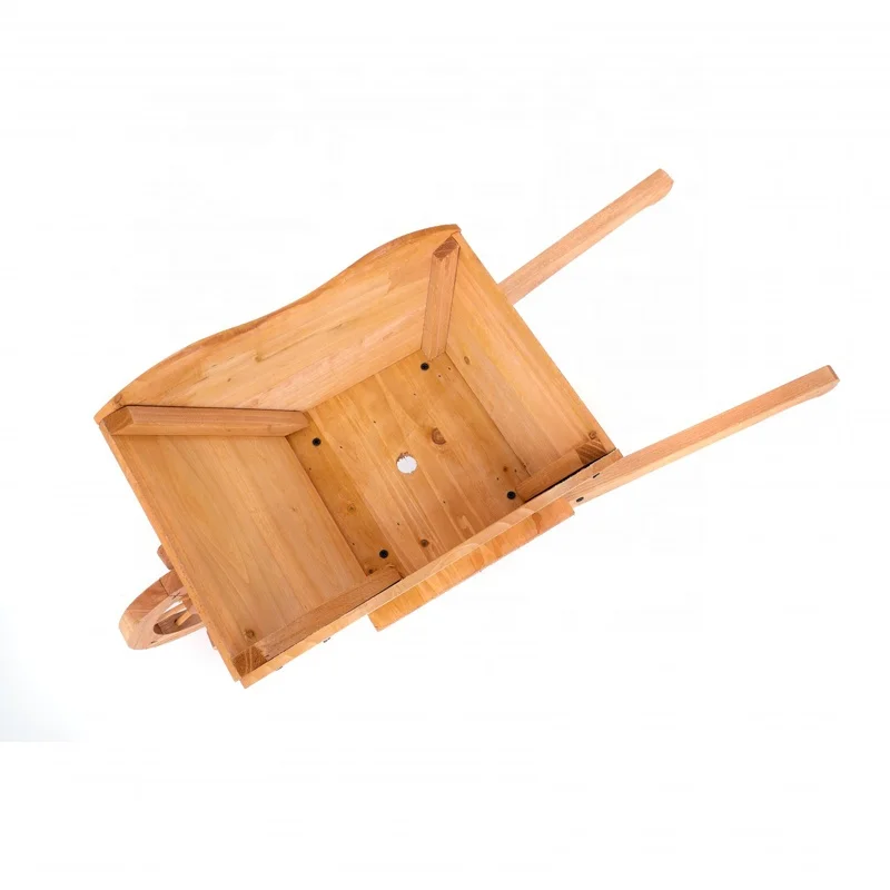 Garden decoration home outdoor flower pot stand wood large wooden wheelbarrow planter