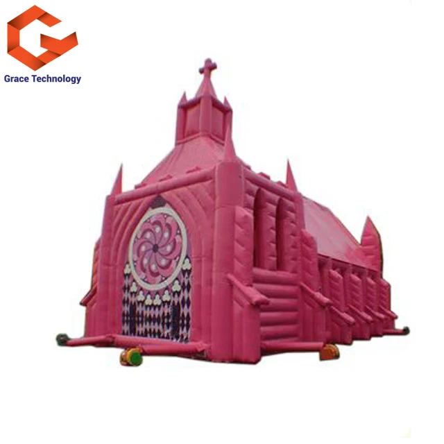 Outdoor Pink Inflatable Church Giant Wedding Church Inflatable Church Tent for Decoration