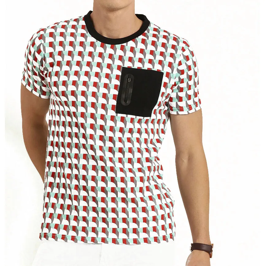 OEM custom wholesale 100 polyester men 3d printing t shirt with pocket