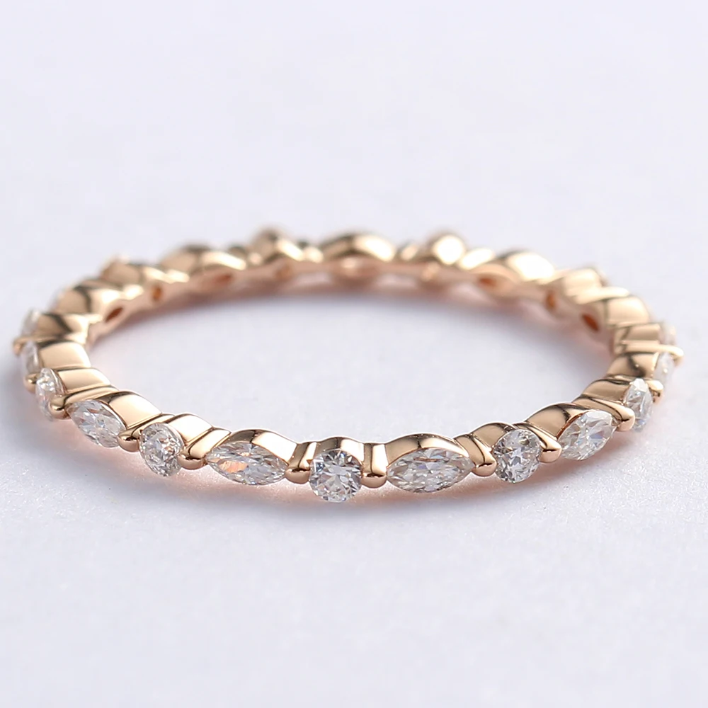 High Quality 9K 10K 14K 18K Rose Gold Wedding Band Jewelry Full Of 3.0 Round Cz Diamond platinum Eternity Ring Pave Set