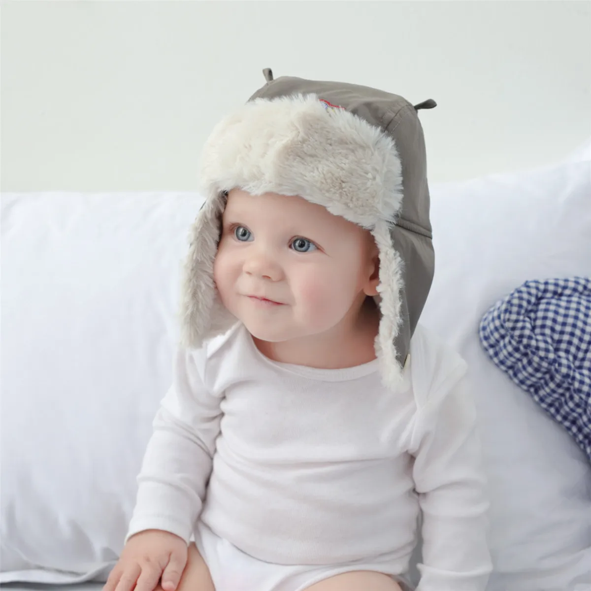 Bear Logo Ski Hat Baby Boys Girls Winter Fleece Hat Kids Children Warm Windproof