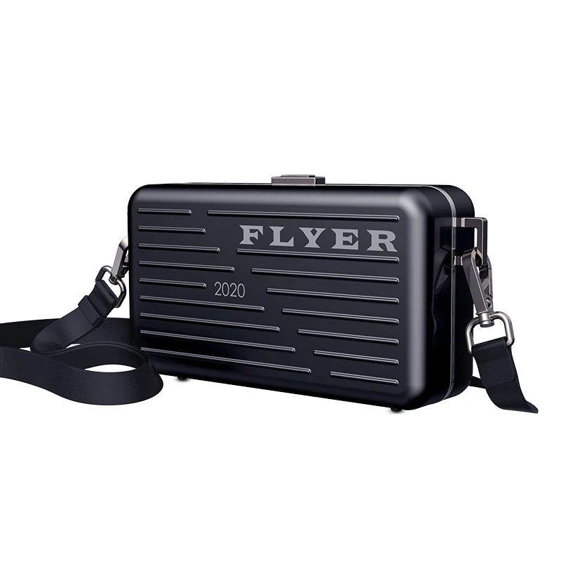 dongguan customized handle hard plastic PC phone mini luggage case makeup bags with strap