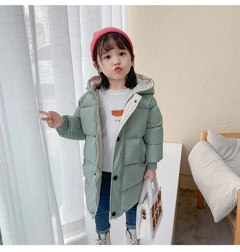 Wholesale Children Clothes Kids Warm Long Hooded Jackets Winter Teenage Baby Boys Girls Bubble padded Parka & Coats