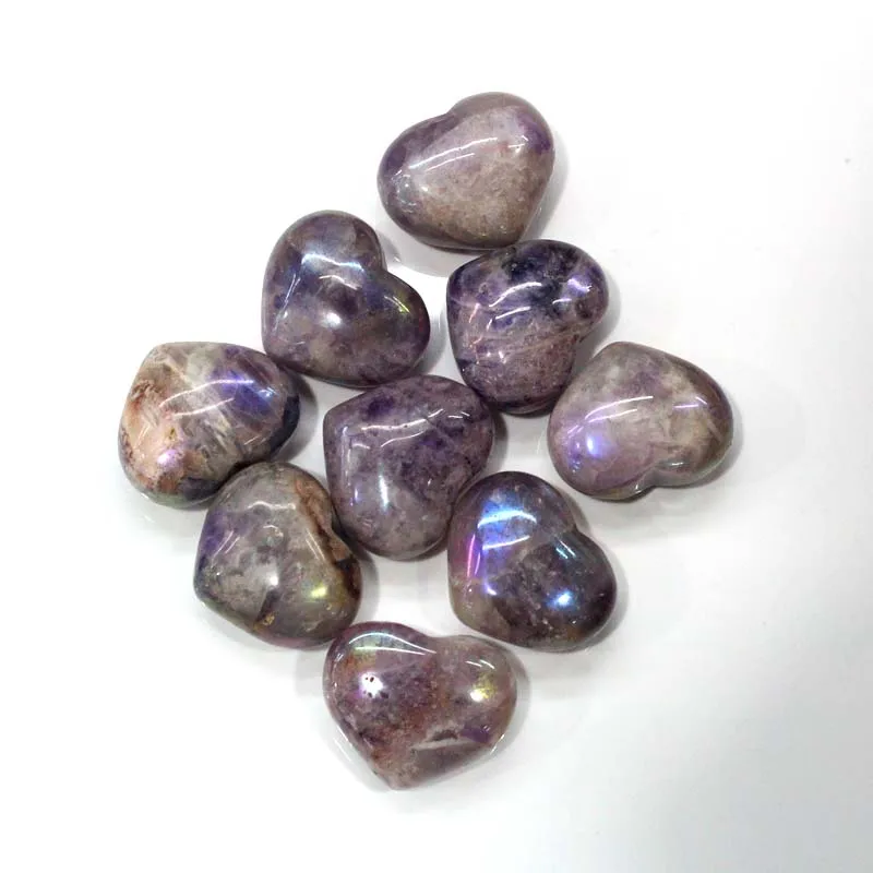 wholesale hot sale crystal heart stone Electroplated dream amethyst heart for decoration