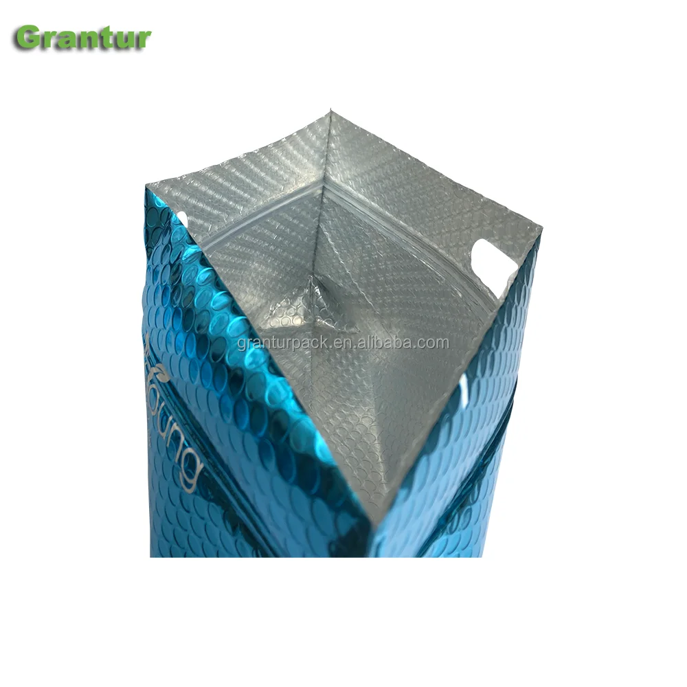 aluminum foil thermal insulated stand up zipper bubble envelope for storage Cool Food Take Out Courier Bags