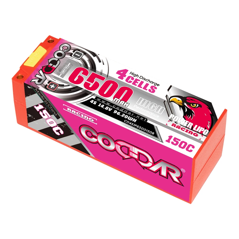 CODDAR 4S 6500MAH 14 8 V 150C 5mm Bullet Hard Case RC LiPo Battery 1/10 1/8 Scale Car Boat Truggy