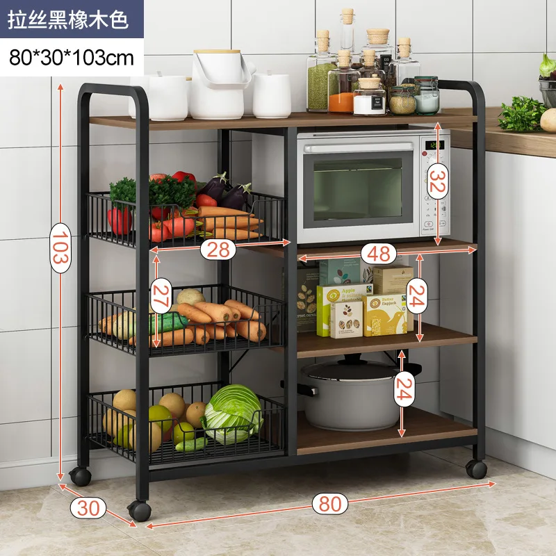 Stainless Steel Shelves Multi Functional Floor-standing Microwave Cookware Kitchen Storage Rack Microwave Oven Stand