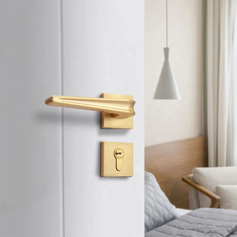 Yonfia A8176R03 European Style aluminium brushed brass interior door handle luxury furniture door lock handle for aluminium door