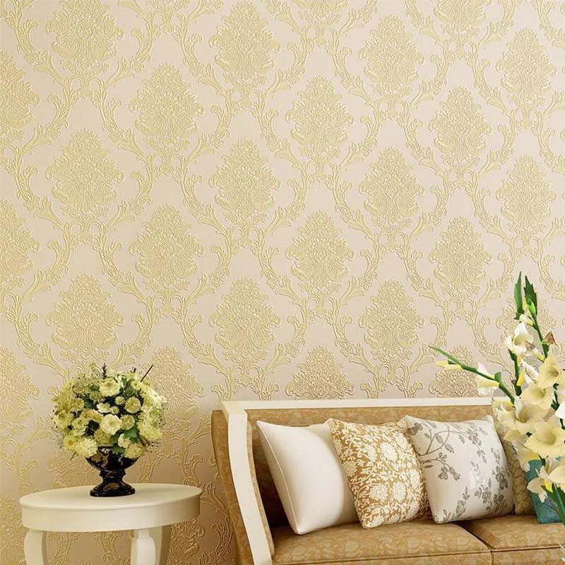 European-style Luxury Non-woven Wallpaper 3d Garden Damascus Living Room TV Background Wallpaper Wall Design