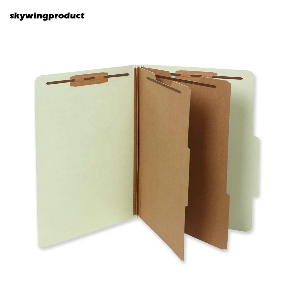 skywingproduct10-Pack Gray/Green Letter Size 2 Inch Expansion 2 Dividers Pressboard Classification Paper File Folder with Fasten